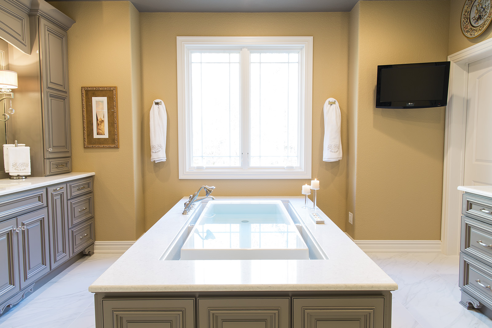 Custom bathroom with built-in tub